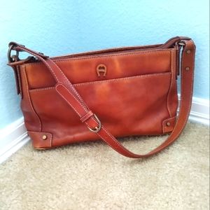 Etienne Aigner *VINTAGE* Genuine Leather Purse, Tan Brown, Brass Hardware